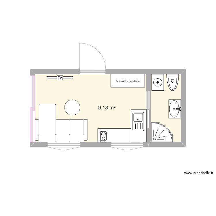 Tiny house . Plan de 1 pièce et 9 m2