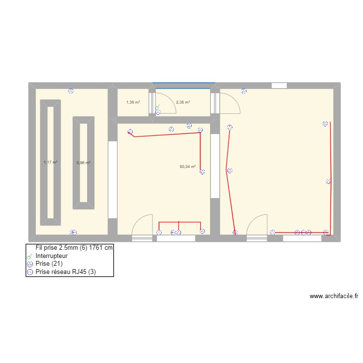 plan1. Plan de 5 pièces et 63 m2