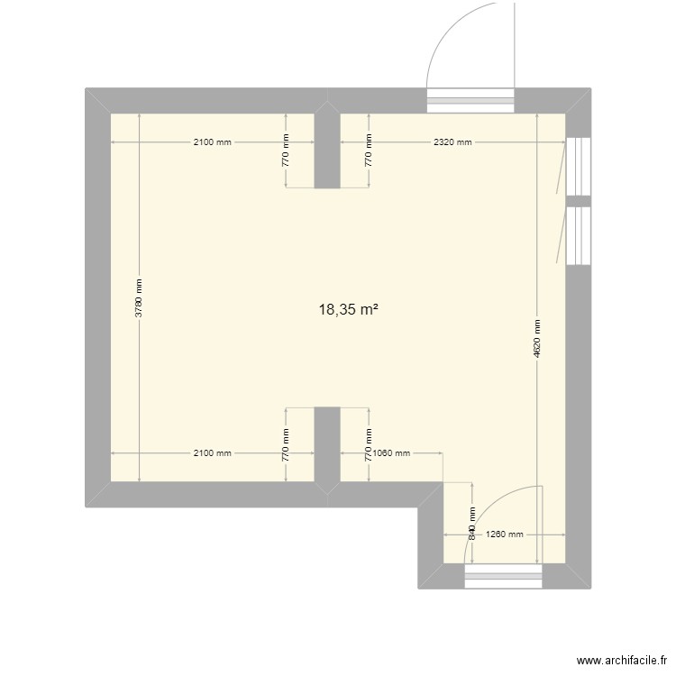 chambre charly. Plan de 1 pièce et 18 m2