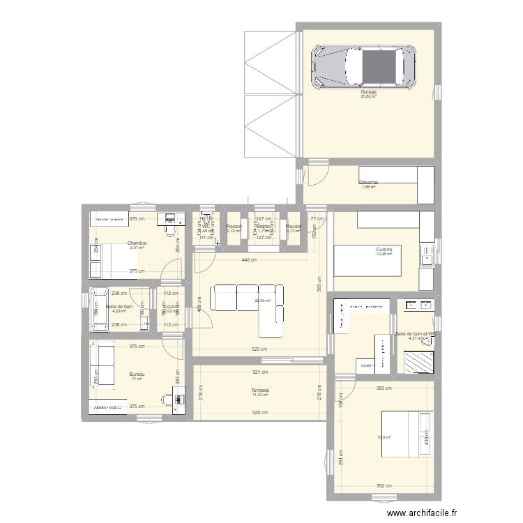 MAISON. Plan de 15 pièces et 133 m2