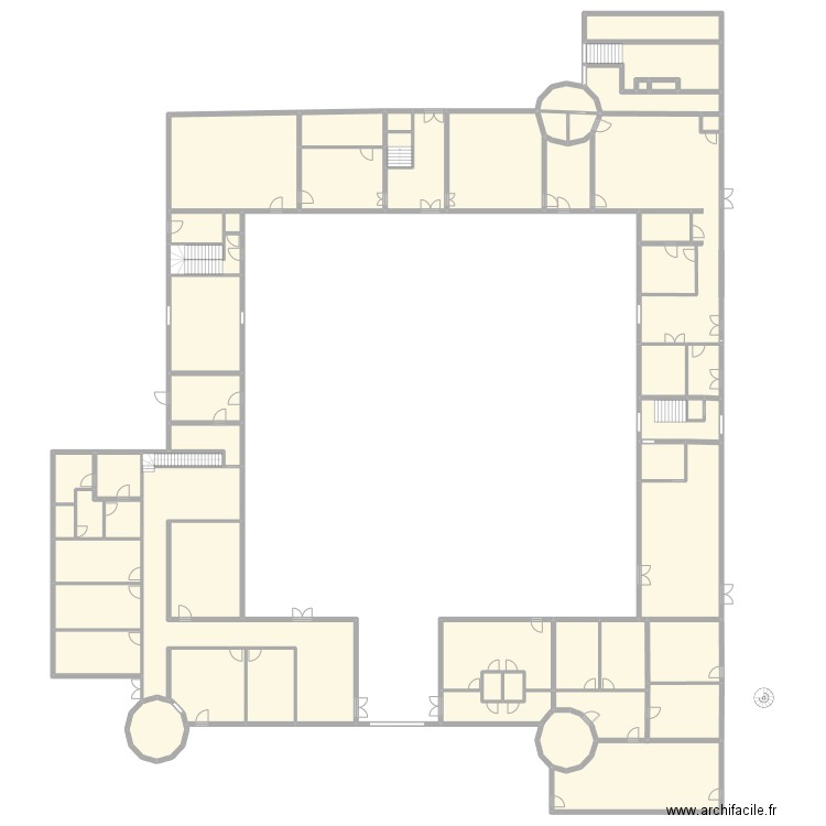 plan ABSA chateau RDC. Plan de 55 pièces et 1977 m2