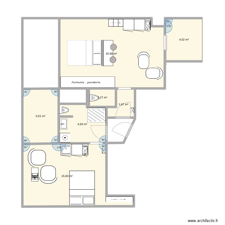 Roquelaine - plan modif. Plan de 7 pièces et 55 m2