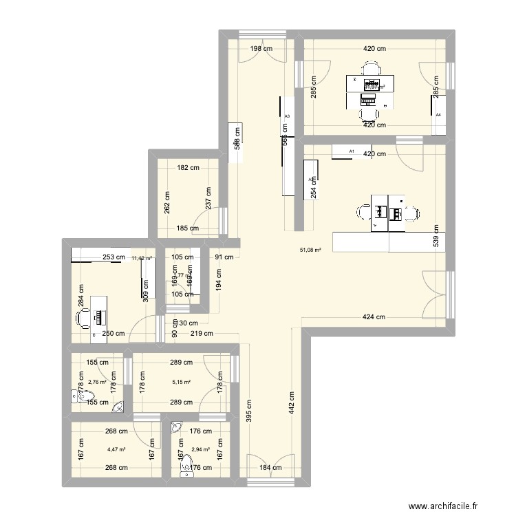 ALB rdc v1. Plan de 8 pièces et 92 m2