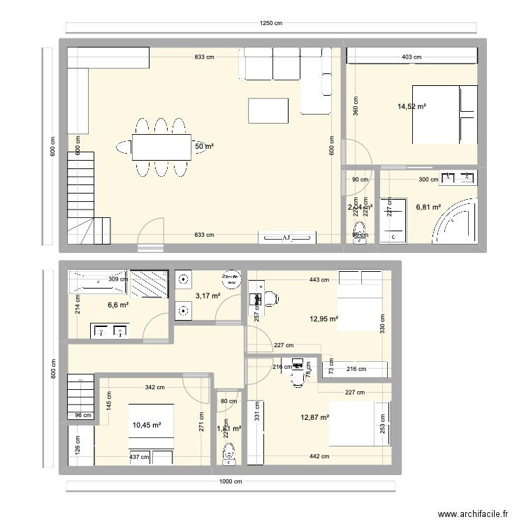 MAISON. Plan de 11 pièces et 162 m2