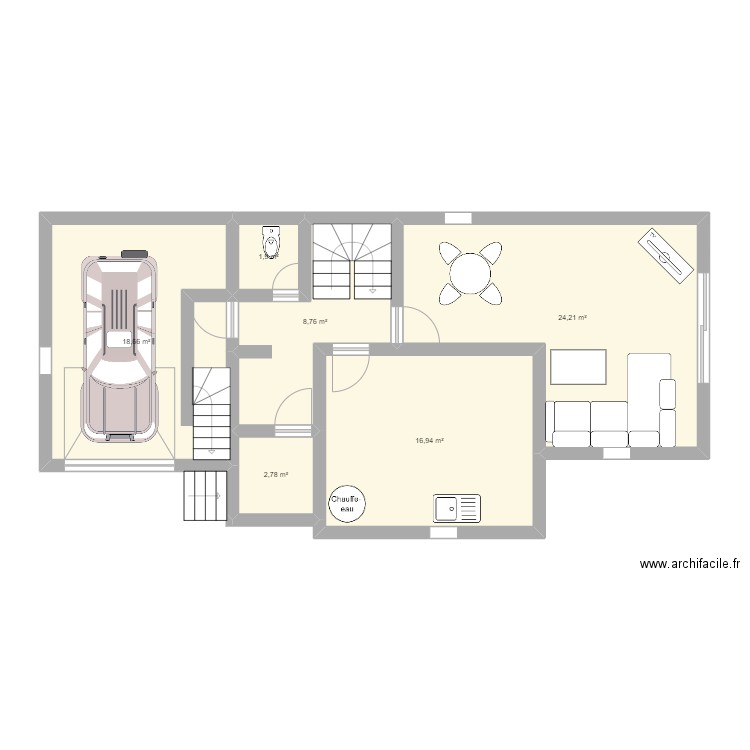 test. Plan de 6 pièces et 73 m2