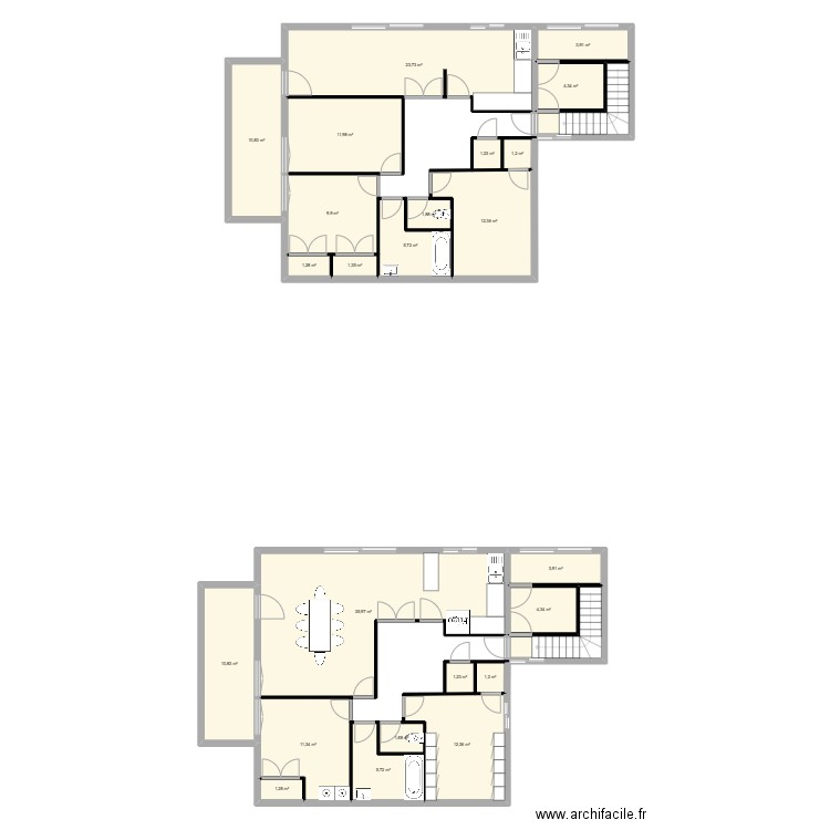 Gerard philipe. Plan de 26 pièces et 188 m2