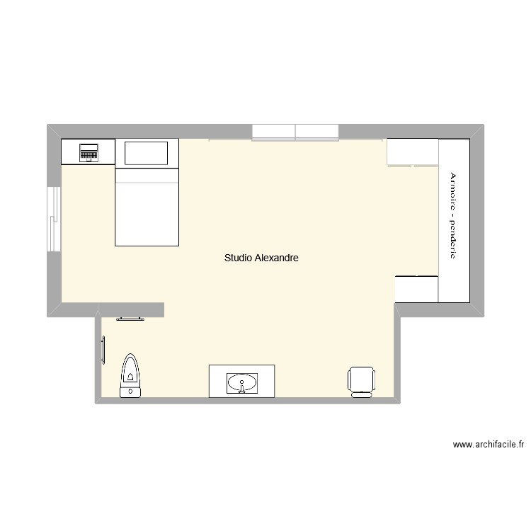 parvedy. Plan de 1 pièce et 32 m2