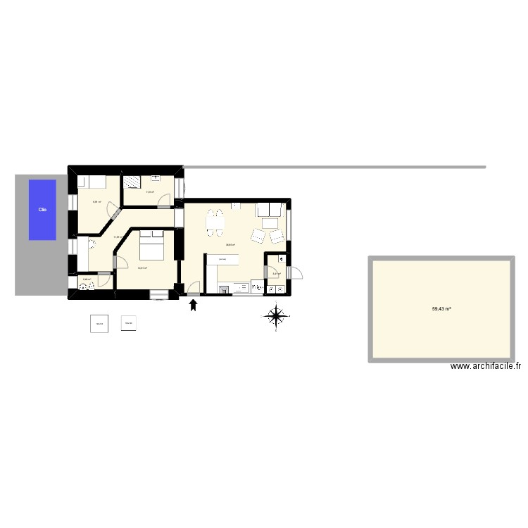 1 mars L v5_reverse. Plan de 8 pièces et 146 m2