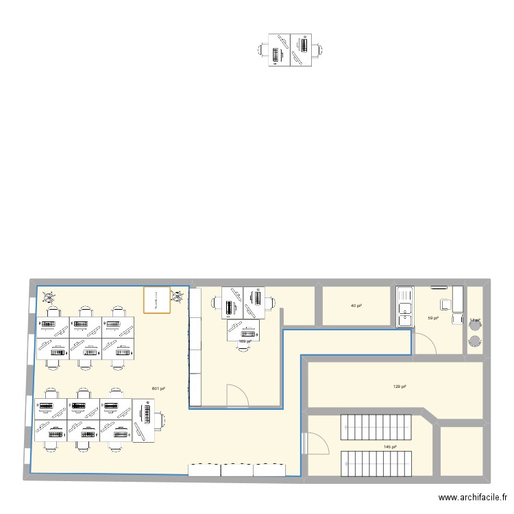 Etage 4. Plan de 7 pièces et 108 m2