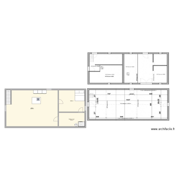 plan archi projet final. Plan de 3 pièces et 94 m2