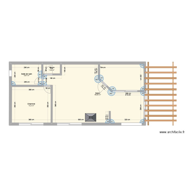 PROJET H. Plan de 4 pièces et 70 m2