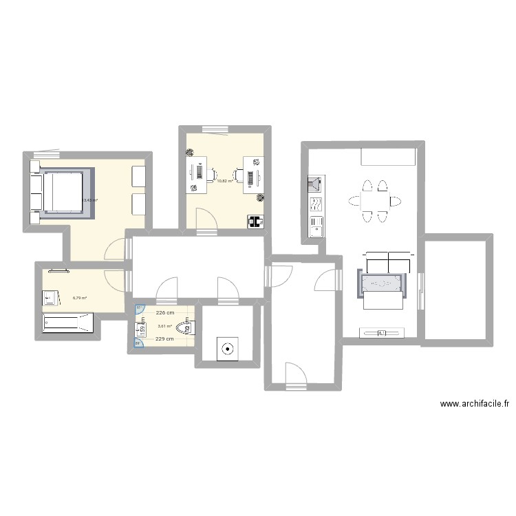 Apprt. Plan de 4 pièces et 35 m2