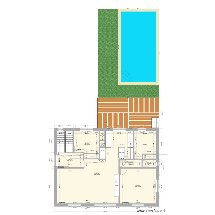 Maison Veneux Schweitzer . Plan de 12 pièces et 88 m2