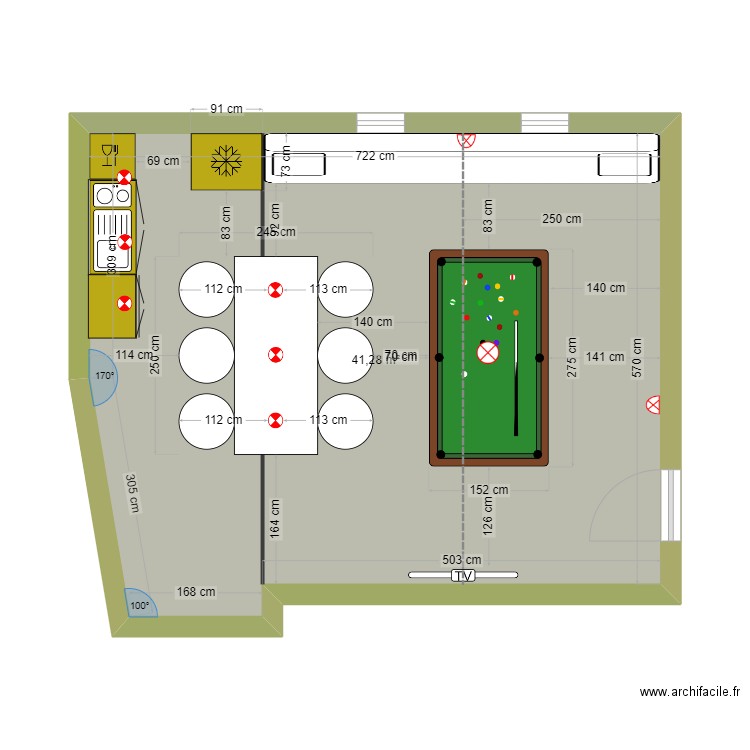 Grand-Parents Billard. Plan de 1 pièce et 41 m2