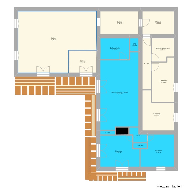 fonsorbes apres travaux R+1. Plan de 17 pièces et 178 m2