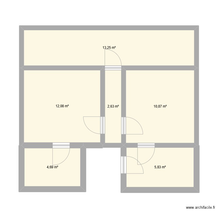 Beauchamps 1. Plan de 6 pièces et 49 m2