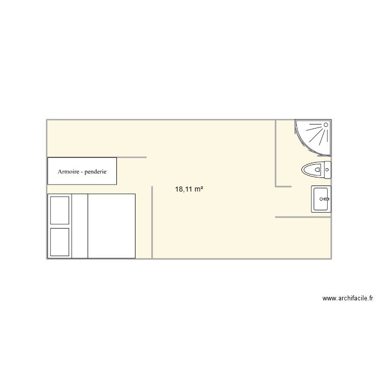 containeur. Plan de 1 pièce et 18 m2