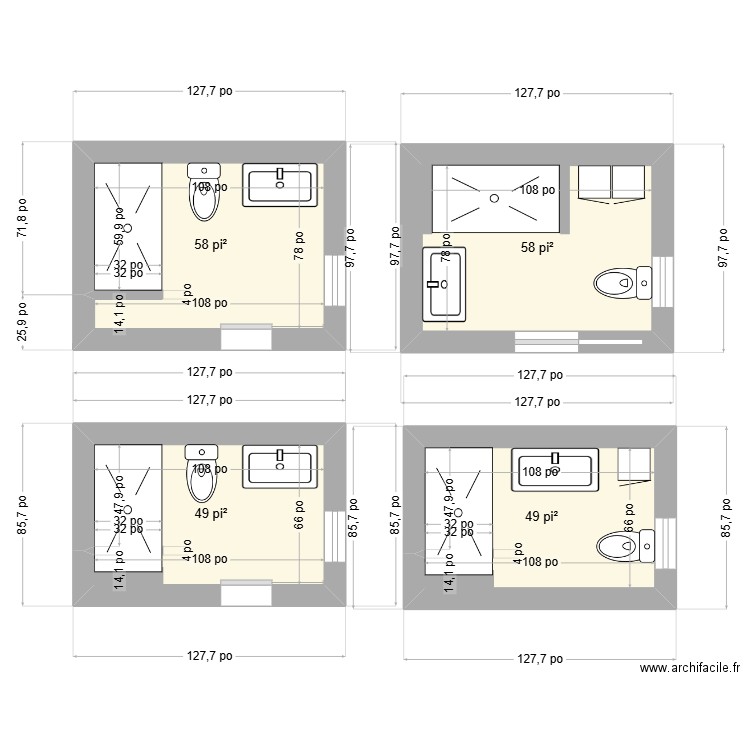 sdb floride. Plan de 4 pièces et 20 m2