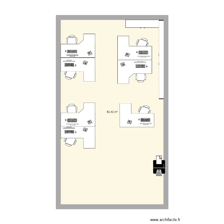 plan c. Plan de 1 pièce et 63 m2