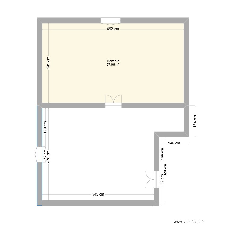 Combles. Plan de 1 pièce et 27 m2