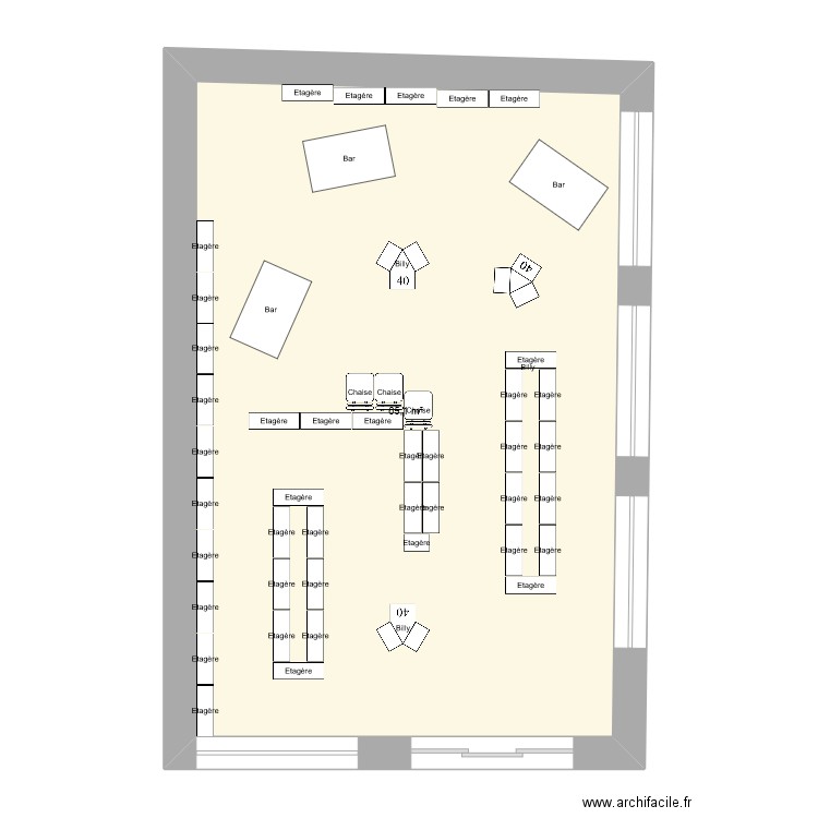 magasin fil 3'. Plan de 1 pièce et 65 m2