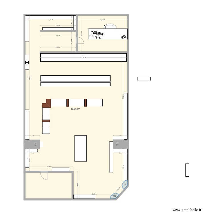 Pharma Stage Totochette. Plan de 3 pièces et 84 m2