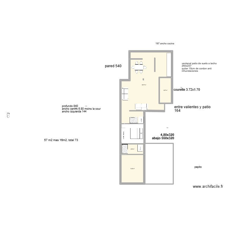 planta baja estrella del mar. Plan de 4 pièces et 79 m2