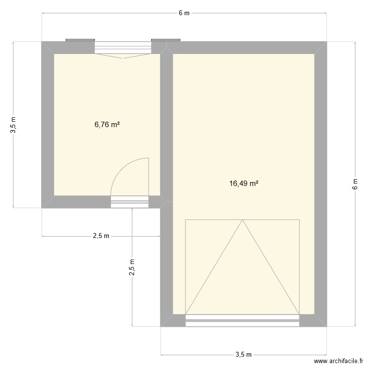 Garage Méjannes le clap. Plan de 2 pièces et 23 m2