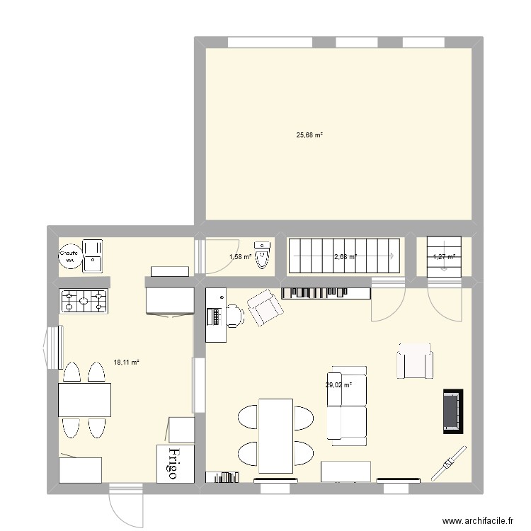 maison . Plan de 6 pièces et 78 m2