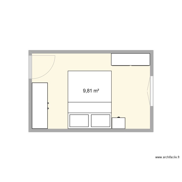 chambre amis. Plan de 1 pièce et 10 m2