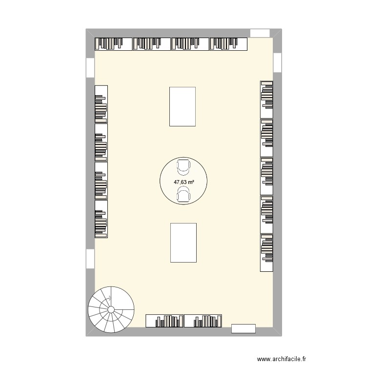 Etage 1+2 Biblitoheque . Plan de 1 pièce et 48 m2