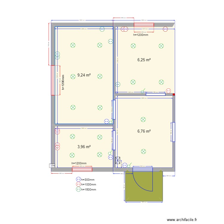 Пушкино 2м эл. Plan de 5 pièces et 27 m2