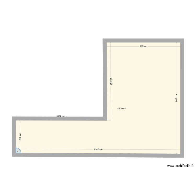 1er étage maison. Plan de 1 pièce et 58 m2