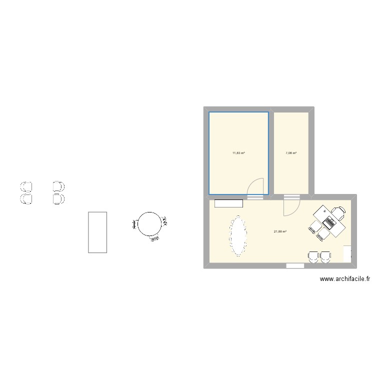 PHLB. Plan de 3 pièces et 41 m2