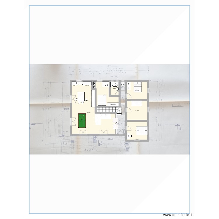 Projet Chisdits. Plan de 6 pièces et 105 m2