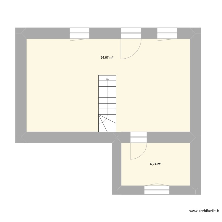 maison rdc. Plan de 2 pièces et 41 m2