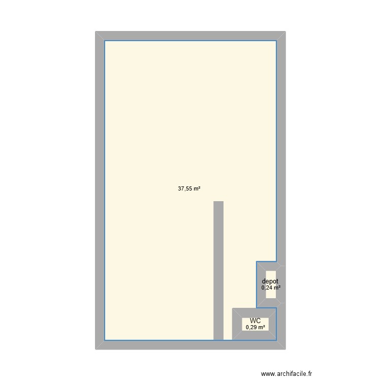 plan. Plan de 3 pièces et 39 m2