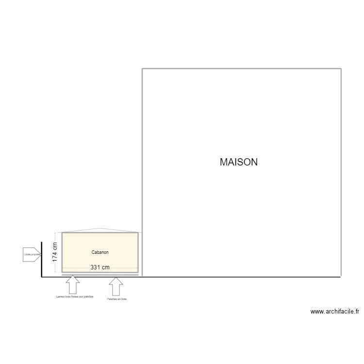 MAISON DONNAIN PECORARO VUE FACADE SUD. Plan de 1 pièce et 6 m2