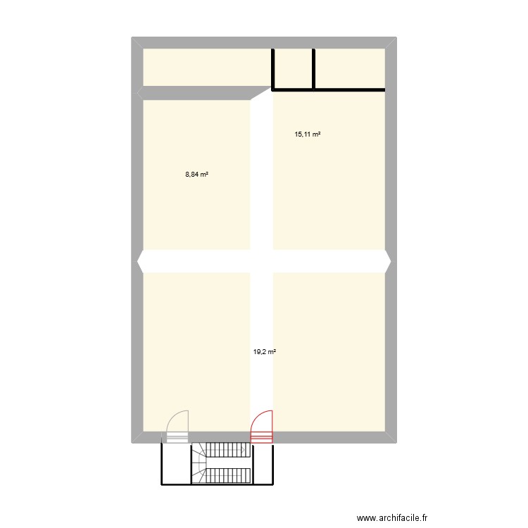 maison. Plan de 3 pièces et 43 m2