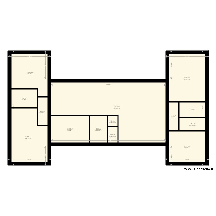 maison moderne. Plan de 14 pièces et 157 m2
