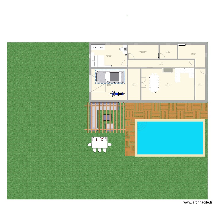 maison nassim . Plan de 9 pièces et 123 m2