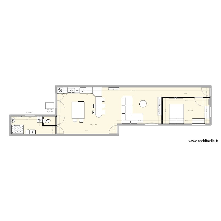 maison henin 1. Plan de 4 pièces et 64 m2