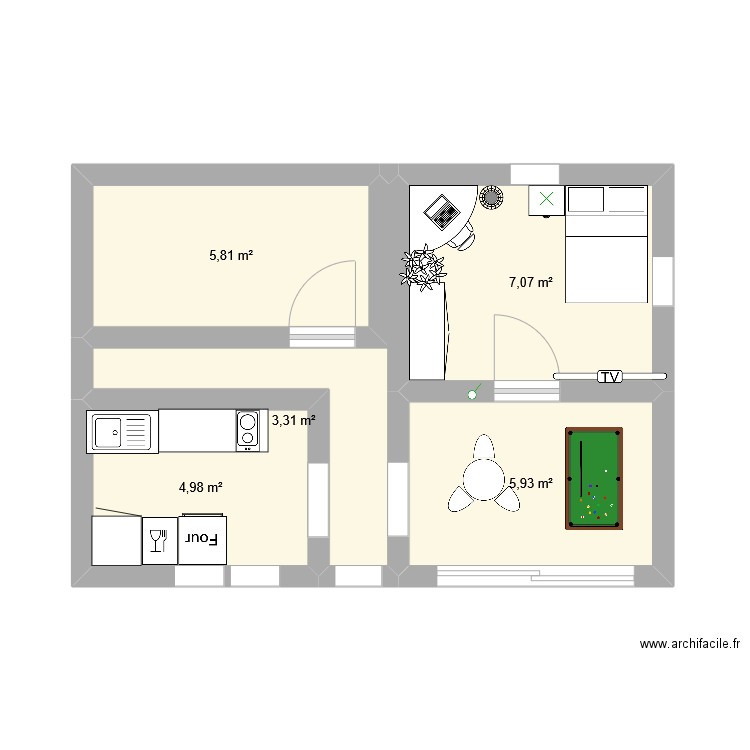 etudianyt. Plan de 5 pièces et 27 m2