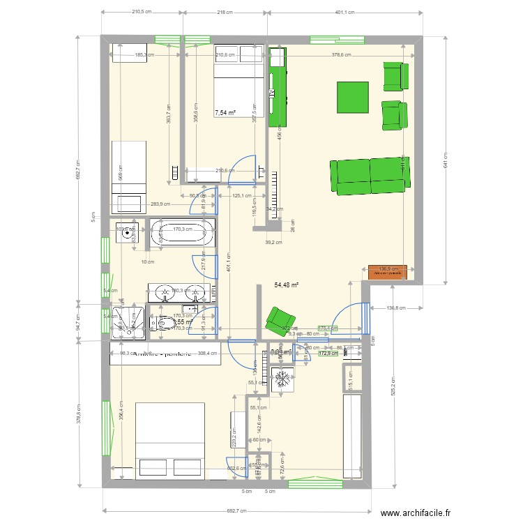 maison 3. Plan de 5 pièces et 80 m2