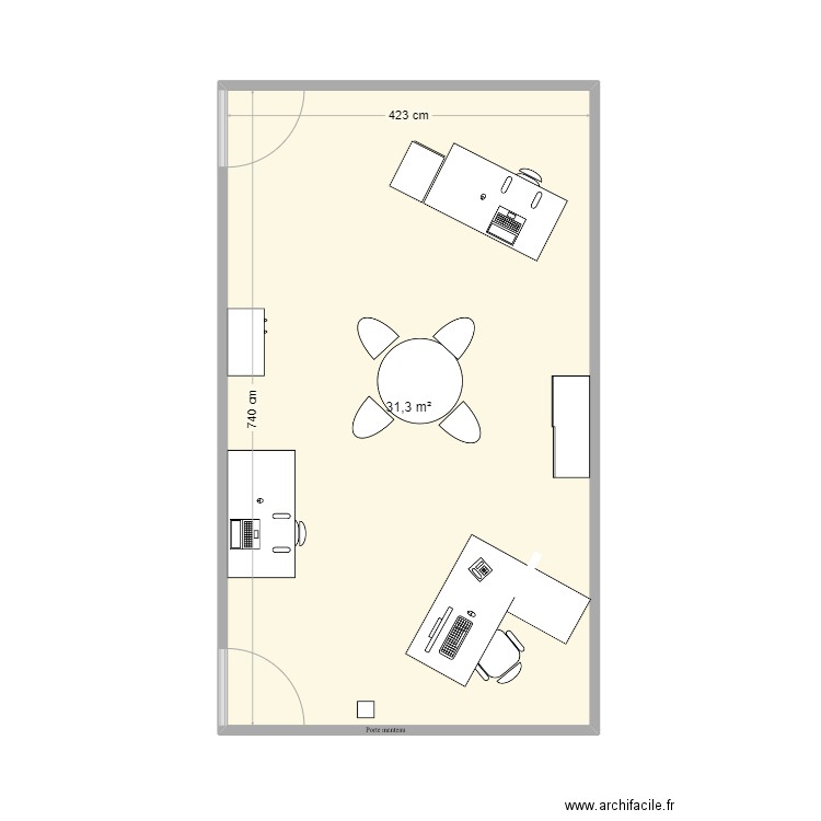 bureau com. Plan de 1 pièce et 31 m2