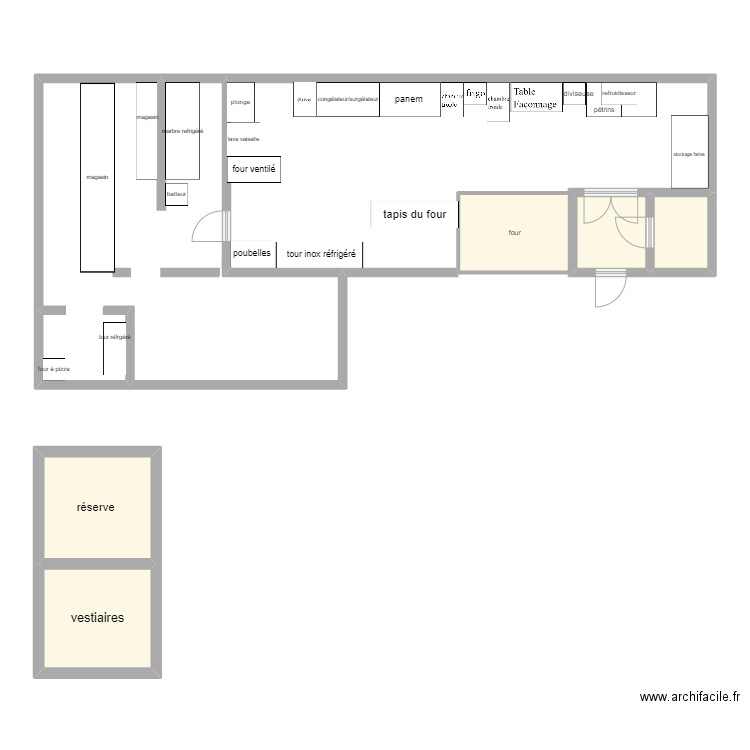 plan boulangerie. Plan de 5 pièces et 27 m2