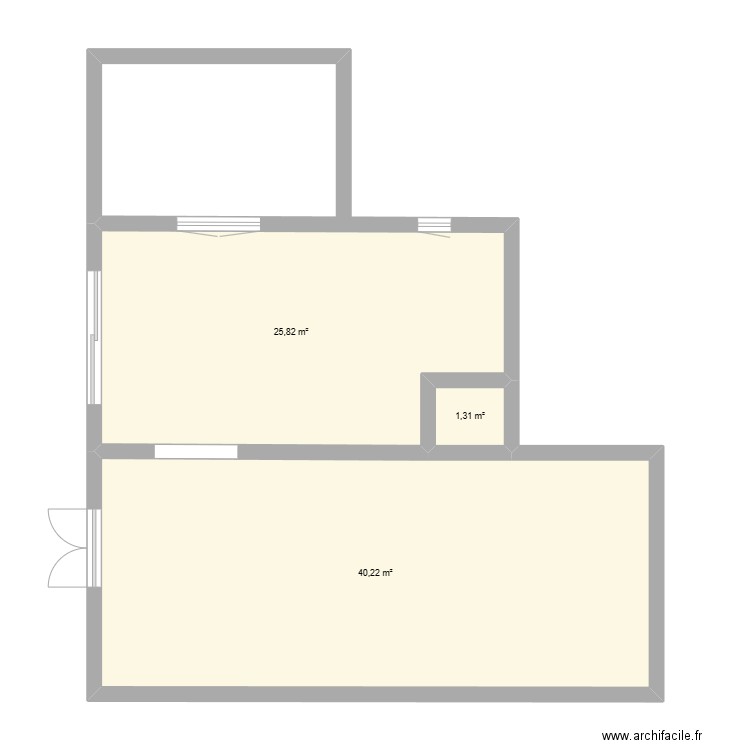 local veranda. Plan de 3 pièces et 67 m2