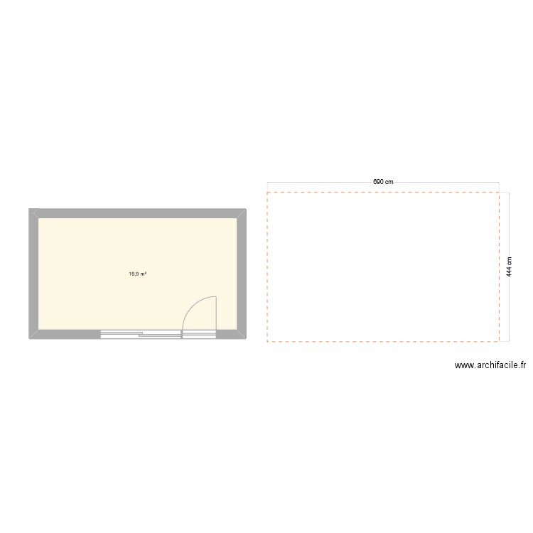 plan 2. Plan de 1 pièce et 20 m2