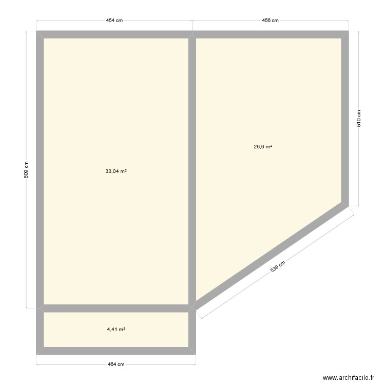 plancher construction. Plan de 3 pièces et 64 m2