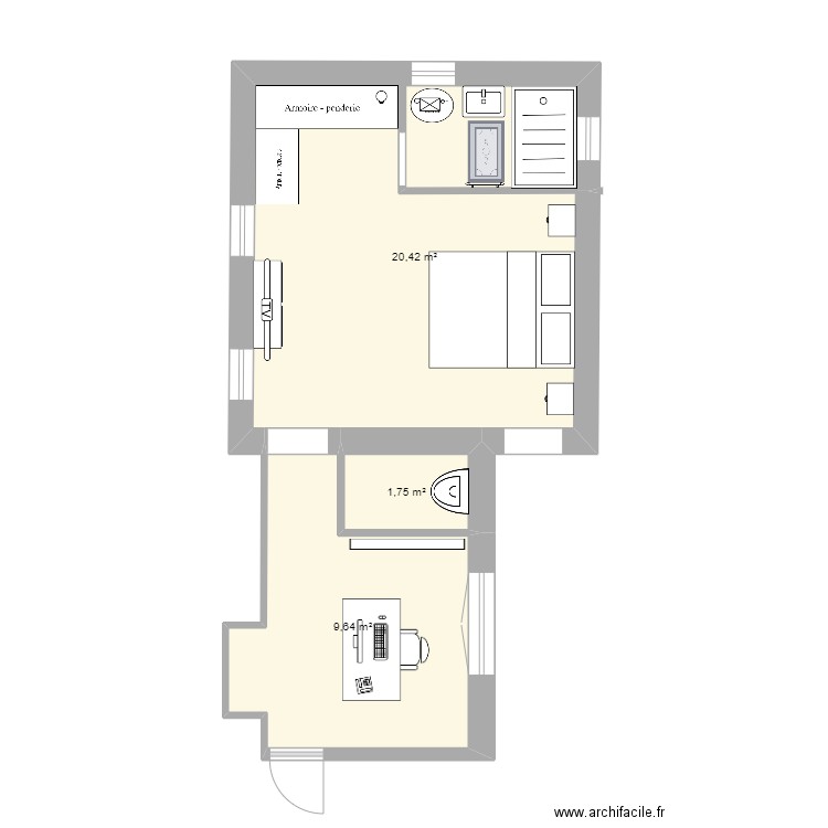 projet sylvi 64. Plan de 3 pièces et 32 m2